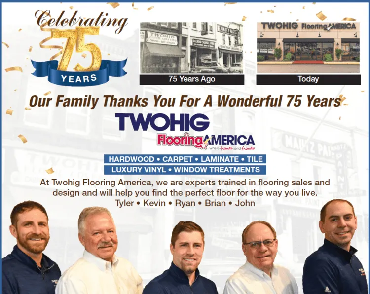Twohig Flooring America celebrating 75 years with team family photo